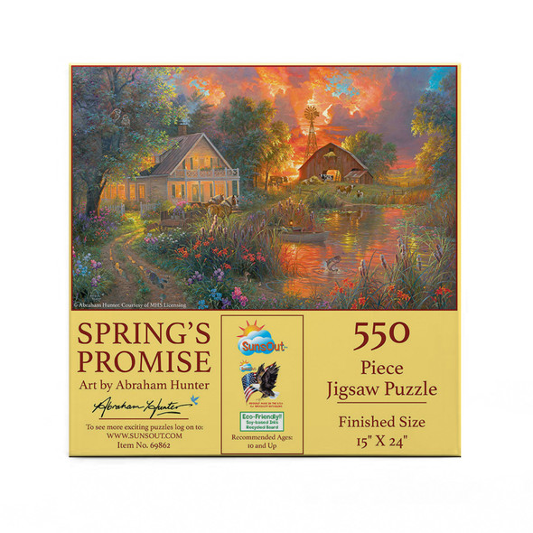 SUNSOUT INC - Spring's Promise - 550 pc Jigsaw Puzzle by Artist: Abraham Hunter - Finished Size 18" x 24" - MPN# 69862