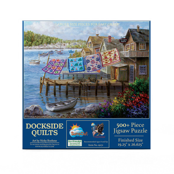 SUNSOUT INC - Dockside Quilts 500 pc Jigsaw Puzzle Large Pieces