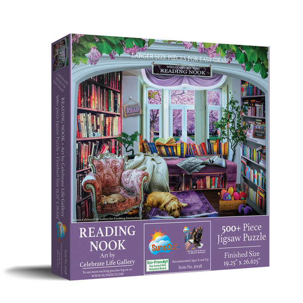 SUNSOUT INC - Reading Nook - 500 pc Large Pieces Jigsaw Puzzle by Artist: Celebrate Life Gallery - Finished Size 19.25" x 26.625" - MPN# 30138