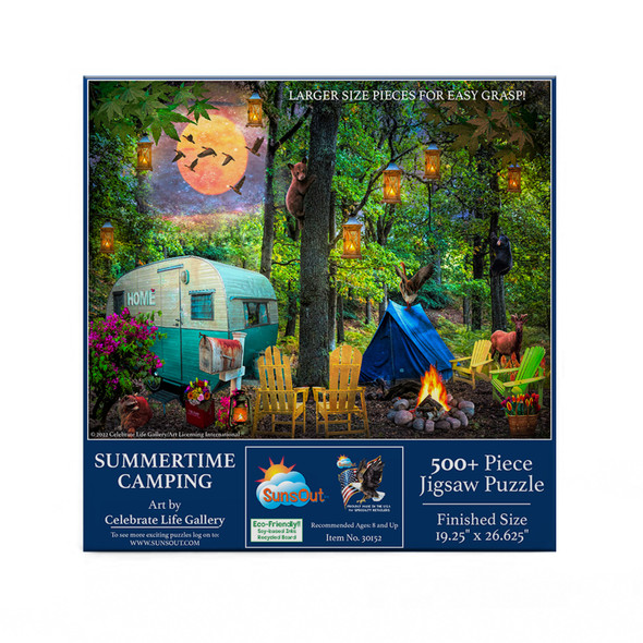 SUNSOUT INC - Summertime Camping - 500 pc Large Pieces Jigsaw Puzzle by Artist: Celebrate Life Gallery - Finished Size 19.25" x 26.625" - MPN# 30152