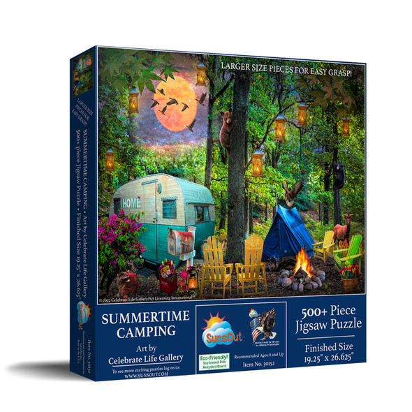 SUNSOUT INC - Summertime Camping - 500 pc Large Pieces Jigsaw Puzzle by Artist: Celebrate Life Gallery - Finished Size 19.25" x 26.625" - MPN# 30152