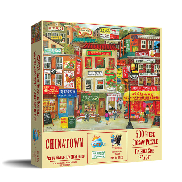 SUNSOUT INC - Chinatown - 500 pc Jigsaw Puzzle by Artist: Gwendolyn McShepard - Finished Size 18" x 24" - MPN# 46356