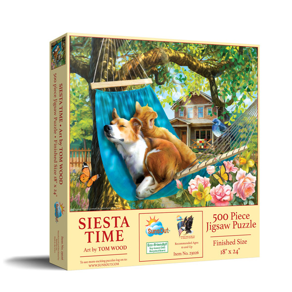 SUNSOUT INC - Siesta Time - 500 pc Jigsaw Puzzle by Artist: Tom Wood - Finished Size 18" x 24" - MPN# 23026