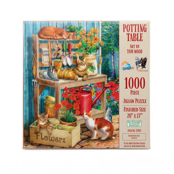 SUNSOUT INC - Potting Table - 1000 pc Jigsaw Puzzle by Artist: Tom Wood - Finished Size 20" x 27" - MPN# 23028