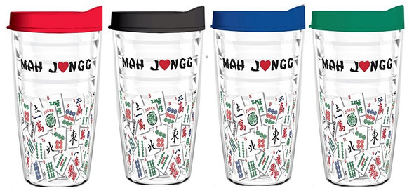 Mah Jongg Direct - Tumbler 16 oz - Mah Jongg Tile Design Tritan USA Drinkware (4 Asst 16oz Tumblers)