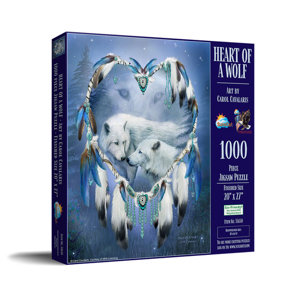 SUNSOUT INC - Heart of a Wolf - 1000 pc Jigsaw Puzzle by Artist: Carol Cavalaris - Finished Size 20" x 27" - MPN# 55650