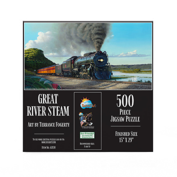 SUNSOUT INC - Great River Stream - 500 pc Jigsaw Puzzle by Artist: Abraham Hunter - Finished Size 15" x 29" - MPN# 62830