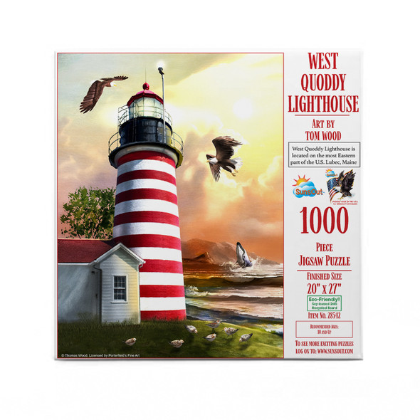 SUNSOUT INC - West Quoddy Lighthouse - 1000 pc Jigsaw Puzzle by Artist: Tom Wood - Finished Size 20" x 27" - MPN# 28542