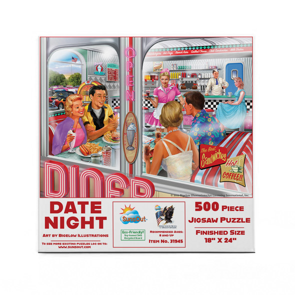 SUNSOUT INC - Date Night - 500 pc Jigsaw Puzzle by Artist: Bigelow Illustrations - Finished Size 18" x 24" - MPN# 31945