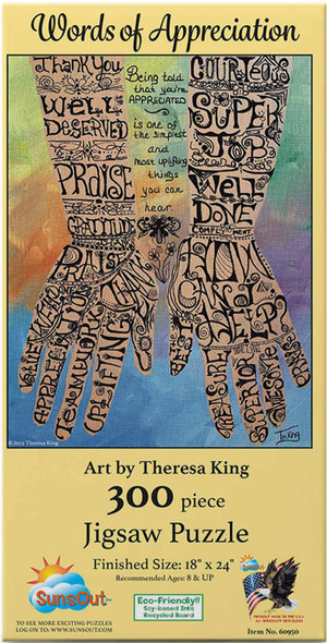 SUNSOUT INC - Words of Appreciation - 300 pc Jigsaw Puzzle by Artist: Theresa King - Finished Size 18" x 24" - MPN# 60950