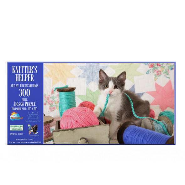 SUNSOUT INC - Knitter's Helper - 300 pc Jigsaw Puzzle by Artist: U-Turn Studios - Finished Size 16" x 26" - MPN# 72103
