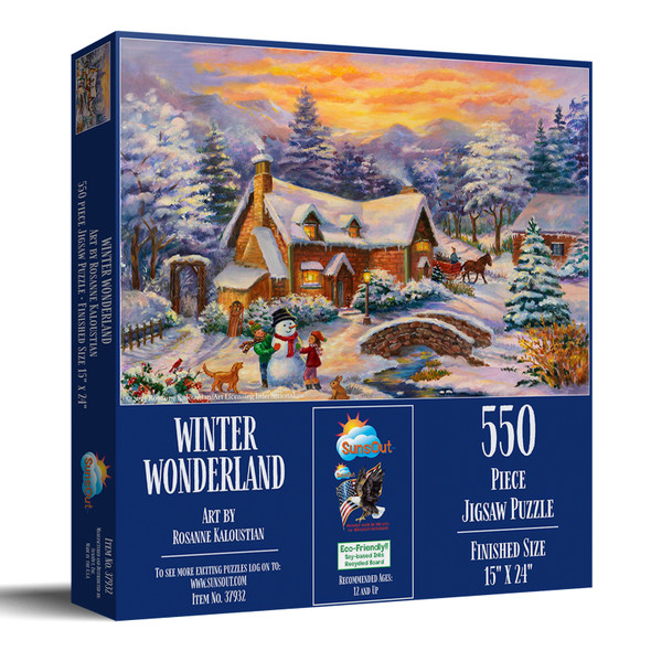 SUNSOUT INC - Winter Wonderland - 550 pc Jigsaw Puzzle by Artist: Rosanne Kaloustian - Finished Size 15" x 24" - MPN# 37932