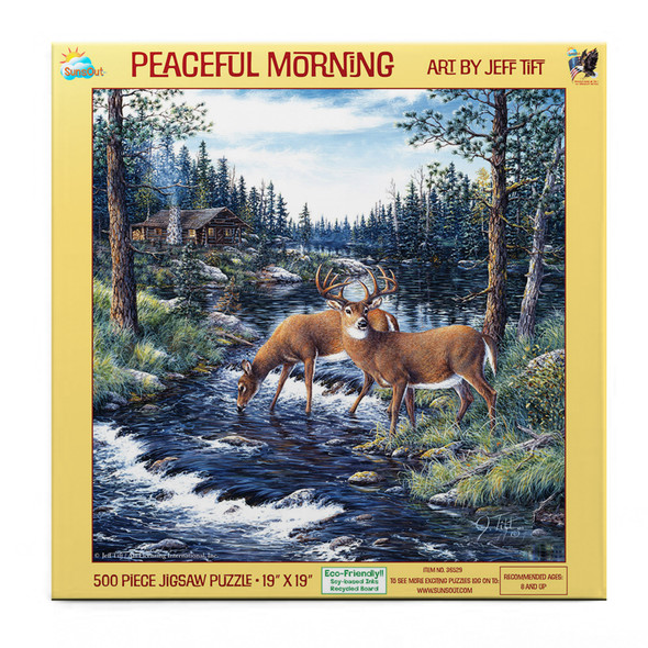 SUNSOUT INC - Peaceful Morning - 500 pc Jigsaw Puzzle by Jeff Tift - Finished Size 19" x 19" - MPN# 36529