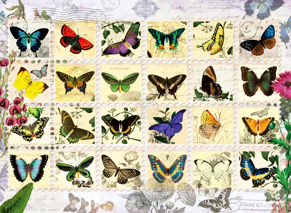 Anatolian Puzzle - Butterfly Stamps - 500 pc Jigsaw Puzzle - # 3583