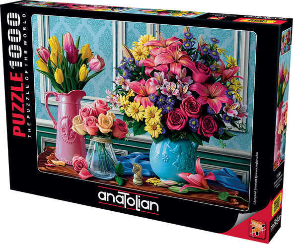 Anatolian Puzzle - Flowers in Vases - 1000 pc Jigsaw Puzzle - # 1130