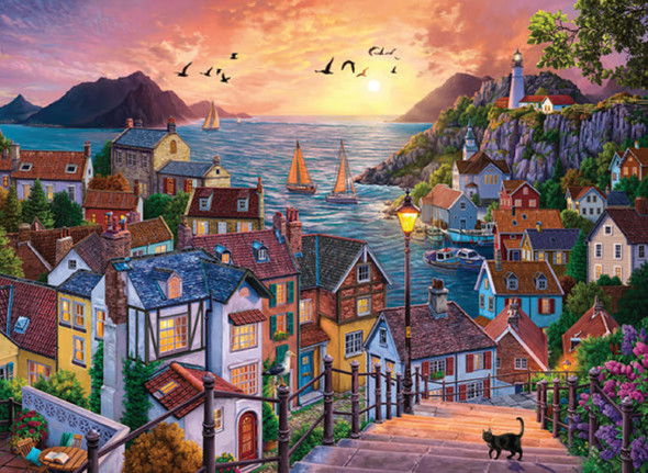 Anatolian Puzzle - Coastal Town At Sunset - 1000 pc Jigsaw Puzzle - # 1098