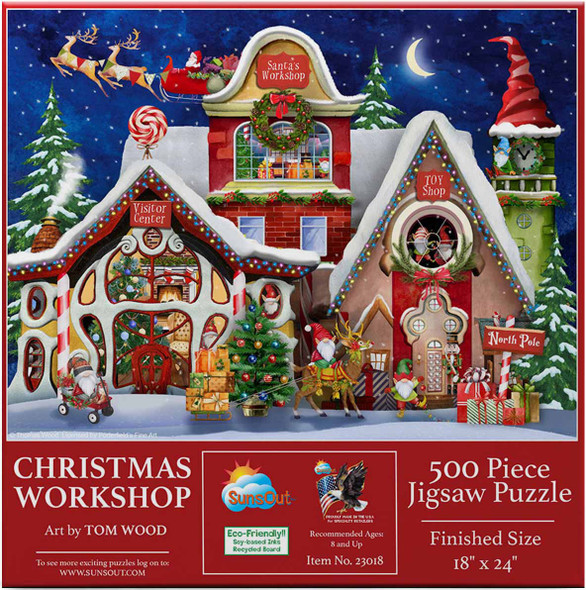 SUNSOUT INC - Christmas Workshop - 500 pc Jigsaw Puzzle by Artist: Tom Wood - MPN# 23018