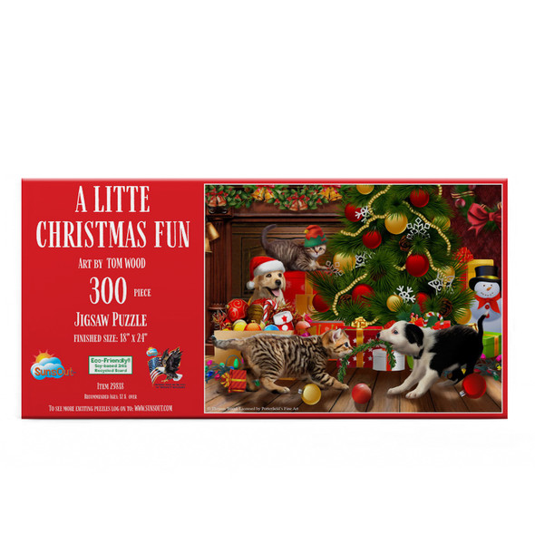 SUNSOUT INC - A Little Christmas Fun - 300 pc Jigsaw Puzzle by Artist: Tom Wood - Finished Size 18" x 24" - MPN# 29818