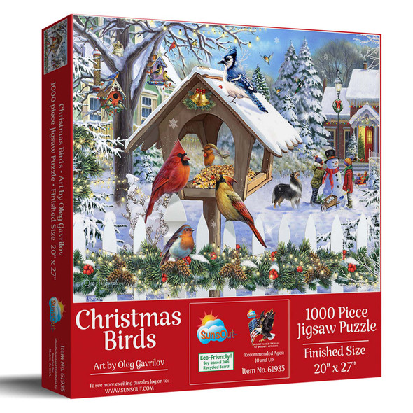 SUNSOUT INC - Christmas Birds - 1000 pc Jigsaw Puzzle by Oleg Gavrilov - Finished Size 20" x 27" - MPN# 61935