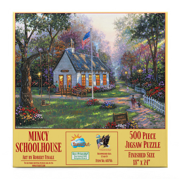 SUNSOUT INC - Mincy Schoolhouse - 500 pc Jigsaw Puzzle by Artist: Robert Finale - MPN # 60746