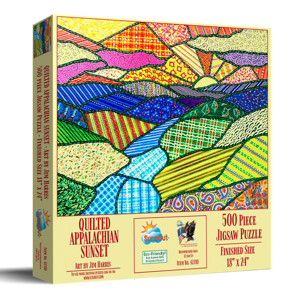 SUNSOUT INC - Quilted Appalachian Sunset - 500 pc Jigsaw Puzzle by Artist: Jim Harris - MPN # 42310