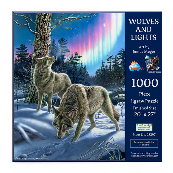 SUNSOUT INC - Wolves and Lights - 1000 pc Jigsaw Puzzle by Artist: James Meger - MPN # 28397
