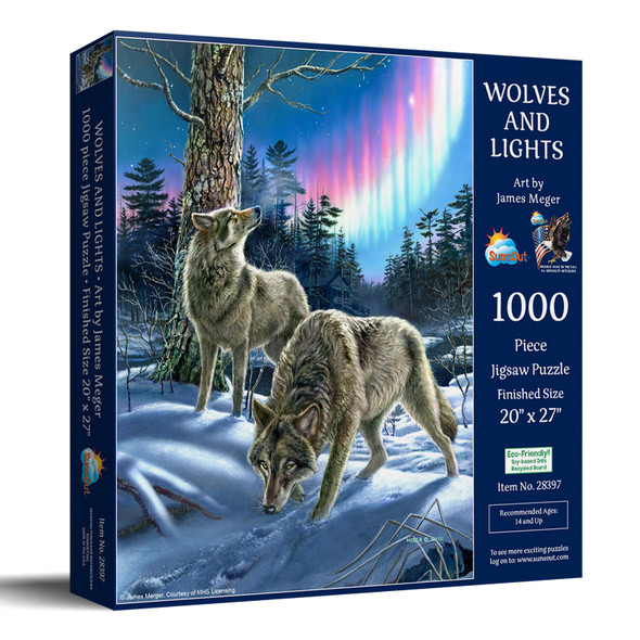 SUNSOUT INC - Wolves and Lights - 1000 pc Jigsaw Puzzle by Artist: James Meger - MPN # 28397