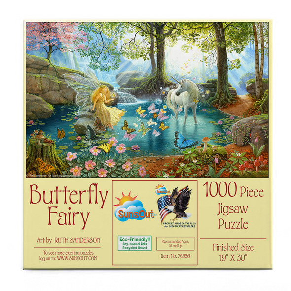 SUNSOUT INC - Butterfly Fairy - 1000 pc Jigsaw Puzzle by Ruth Sanderson - Finished Size 19" x 30" - MPN# 76336