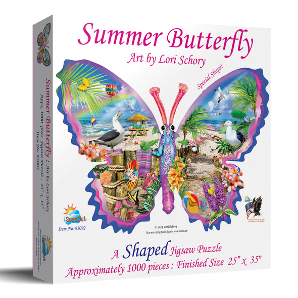 SUNSOUT INC - Summer Butterfly - 1000 pc Shaped Jigsaw Puzzle by Artist: Lori Schory - MPN# 95092