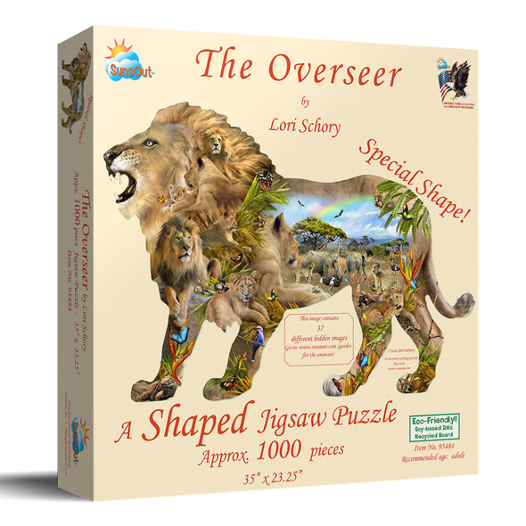 SUNSOUT INC - The Overseer 1000 pc Lion Shaped Jigsaw Puzzle - MPN # 95484