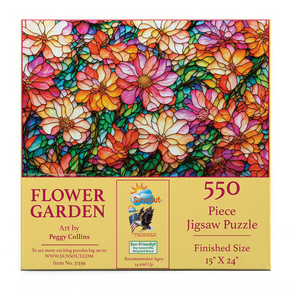 SUNSOUT INC - Flower Garden - 550 pc Jigsaw Puzzle by Artist: Peggy Collins - Finished Size 15" x 24" - MPN# 71359