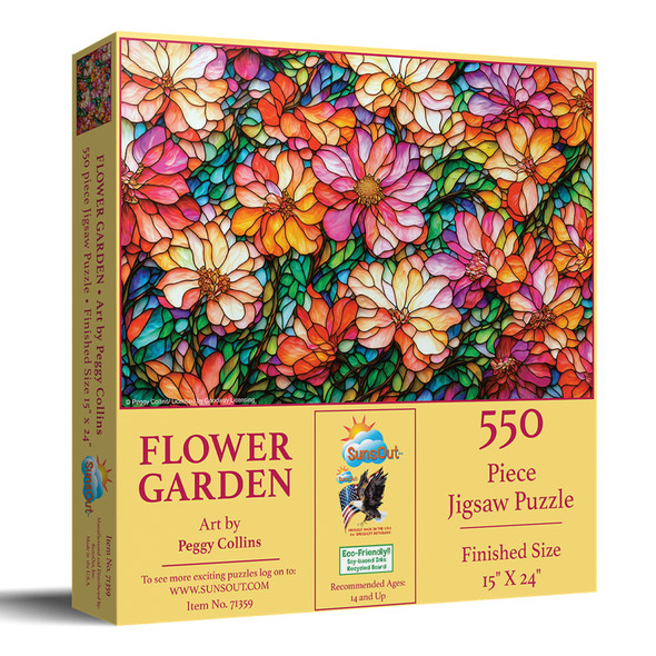 SUNSOUT INC - Flower Garden - 550 pc Jigsaw Puzzle by Artist: Peggy Collins - Finished Size 15" x 24" - MPN# 71359