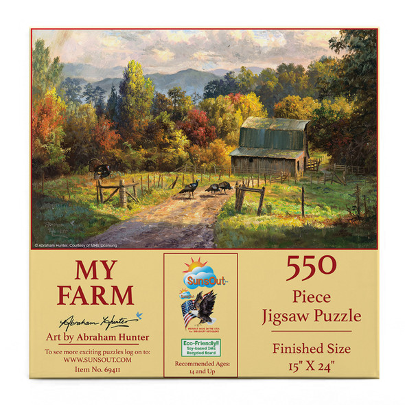 SUNSOUT INC - My Farm - 550 pc Jigsaw Puzzle by Artist: Abraham Hunter - Finished Size 15" x 24" - MPN# 69411