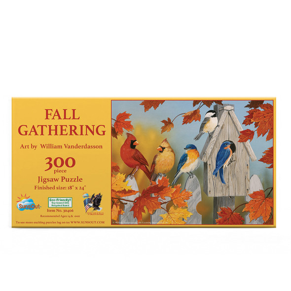SUNSOUT INC - Fall Gathering - 300 pc Jigsaw Puzzle by Artist: William Vanderdasson - Finished Size 18" x 24" - MPN# 30406 - Birds