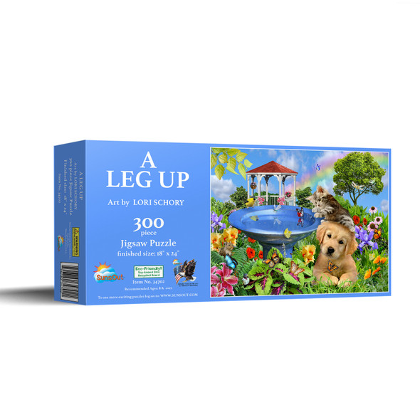 SUNSOUT INC - A Leg Up - 300 pc Jigsaw Puzzle by Artist: Lori Schory - Finished Size 18" x 24" - MPN# 34702