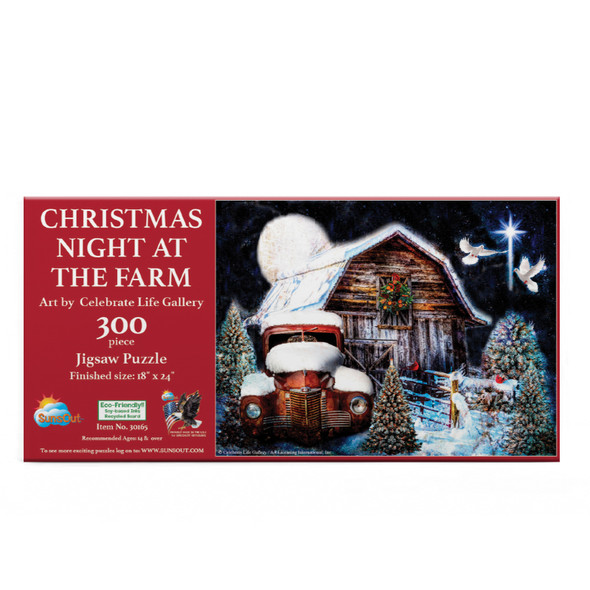 SUNSOUT INC - Christmas Night at the Farm - 300 pc Jigsaw Puzzle by Artist: Celebrate Life Gallery - Finished Size 18" x 24" - MPN# 30165