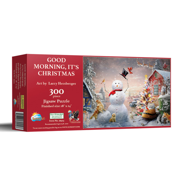 SUNSOUT INC - Good Morning, It's Christmas - 300 pc Jigsaw Puzzle by Artist: Larry Hersberger - Finished Size 18" x 24" - MPN# 39414