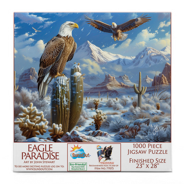SUNSOUT INC - Eagle Paradise - 1000 pc Jigsaw Puzzle by Artist: John Stewart - Finished Size 23" x 28" - MPN# 77075