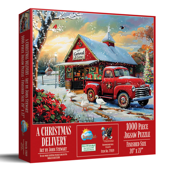 SUNSOUT INC - A Christmas Delivery - 1000 pc Jigsaw Puzzle by Artist: John Stewart - Finished Size 20" x 27" - MPN# 77029