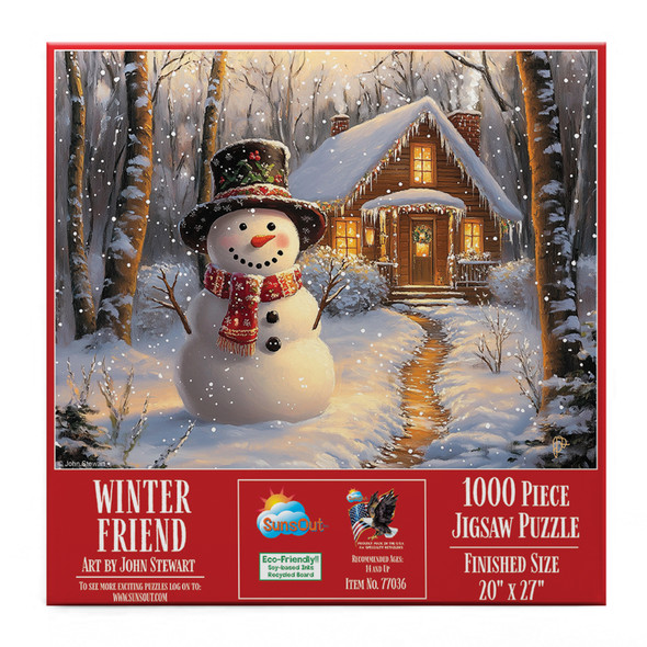 SUNSOUT INC - Winter Friend - 1000 pc Jigsaw Puzzle by Artist: John Stewart - Finished Size 20" x 27" - MPN# 77036