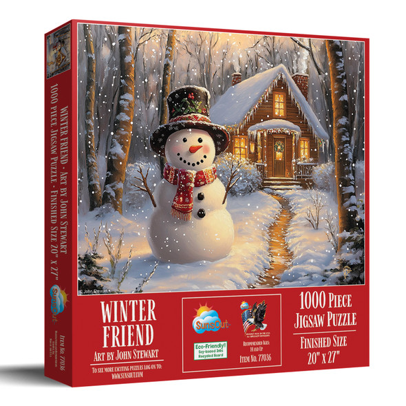 SUNSOUT INC - Winter Friend - 1000 pc Jigsaw Puzzle by Artist: John Stewart - Finished Size 20" x 27" - MPN# 77036