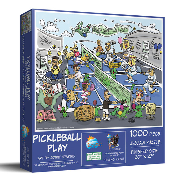 SUNSOUT INC - Pickleball Play - 1000 pc Jigsaw Puzzle by Artist: Jonny Hawkins - Finished Size 20" x 27" - MPN# 80143
