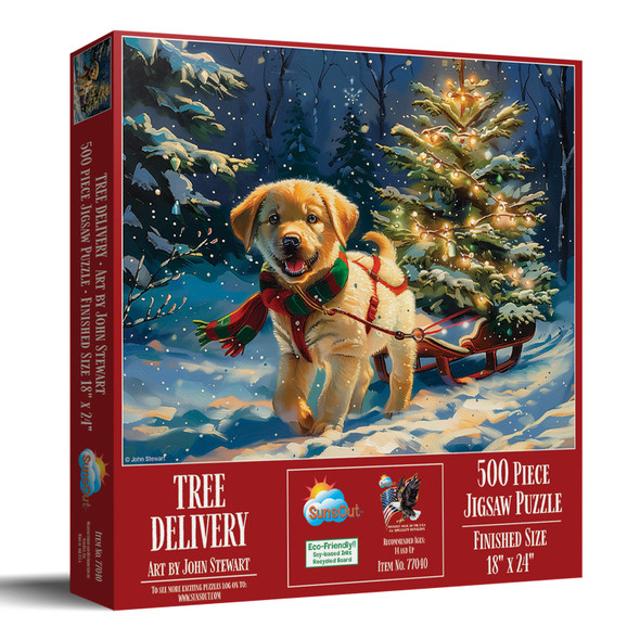 SUNSOUT INC - Tree Delivery - 500 pc Jigsaw Puzzle by Artist: John Stewart - Finished Size 18" x 24" - MPN# 77040