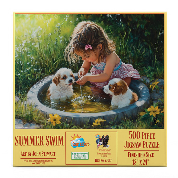 SUNSOUT INC - Summer Swim - 500 pc Jigsaw Puzzle by Artist: John Stewart - Finished Size 18" x 24" - MPN# 77087