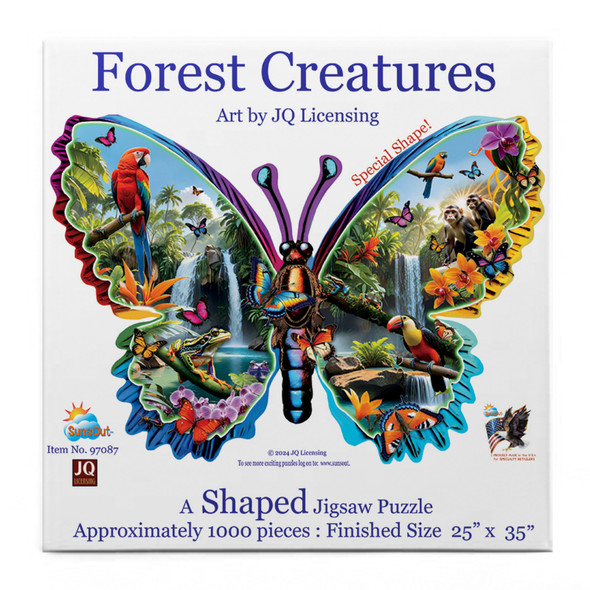 SUNSOUT INC - Forest Creatures - 1000 pc Shaped Jigsaw Puzzle by Artist: JQ Licensing - Finished Size 25.5" x 35.5" - MPN# 97087
