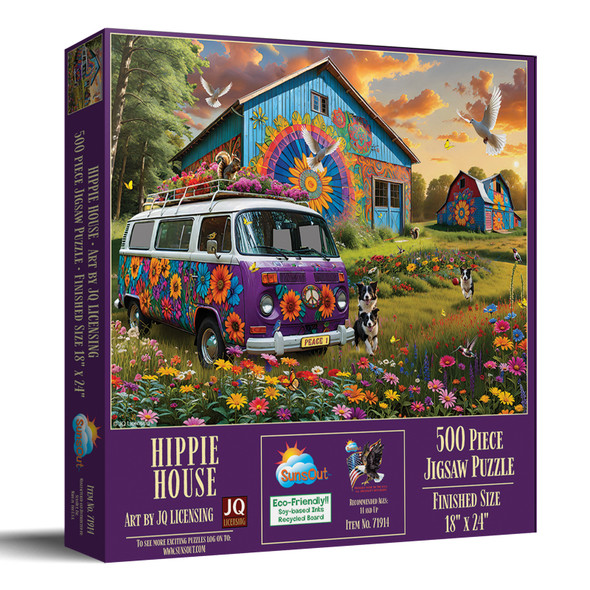 SUNSOUT INC - Hippie House - 500 pc Jigsaw Puzzle by Artist: JQ Licensing - Finished Size 20" x 27" - MPN# 71914