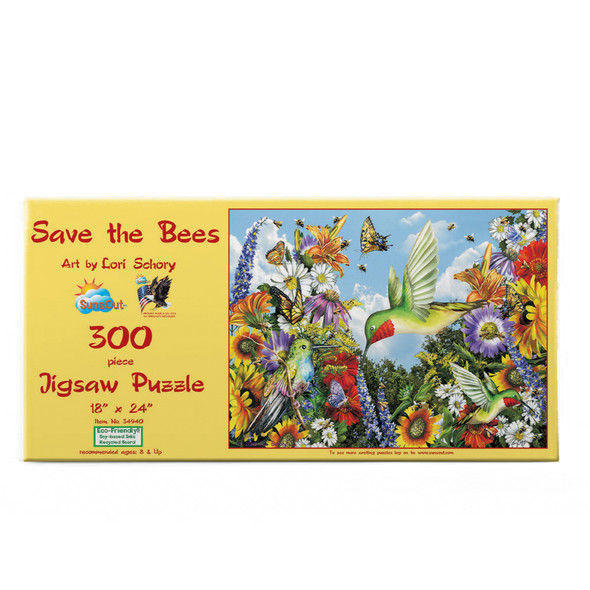 SUNSOUT INC - Save the Bees - 300 pc Jigsaw Puzzle by Artist: Lori Schory - Finished Size 18" x 24" - MPN# 34940