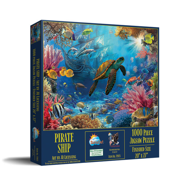 SUNSOUT INC - Pirate Ship - 1000 piece Jigsaw Puzzle for Adults by Artist: JQ Licensing - Finished Size 20" x 27" - MPN# 71925