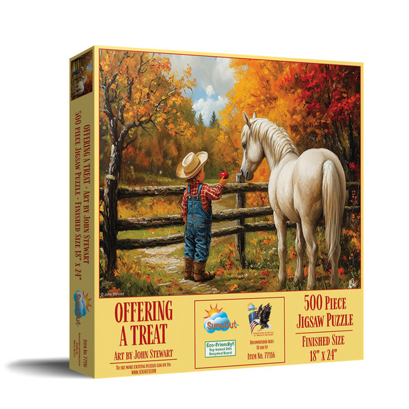 SUNSOUT INC - Offering a Treat - 500 piece Jigsaw Puzzle for Adults by Artist: John Stewart - Finished Size 18" x 24" - MPN# 77116