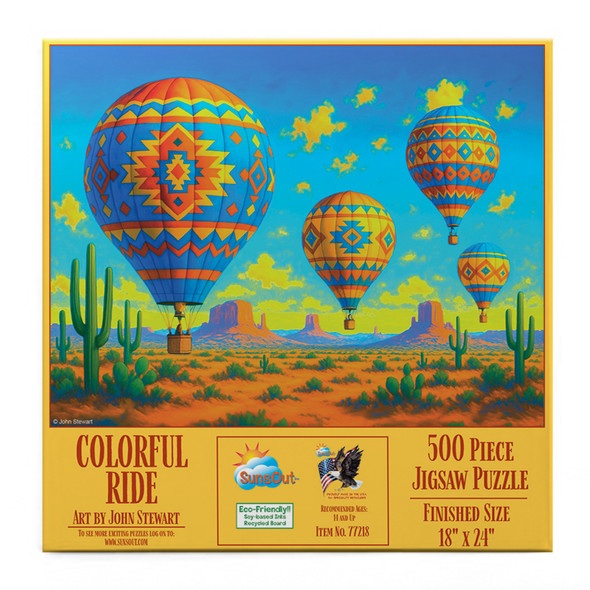 SUNSOUT INC - Colorful Ride 500 piece Jigsaw Puzzle for Adults by Artist: John Stewart - Finished Size 18" x 24" - MPN# 77218